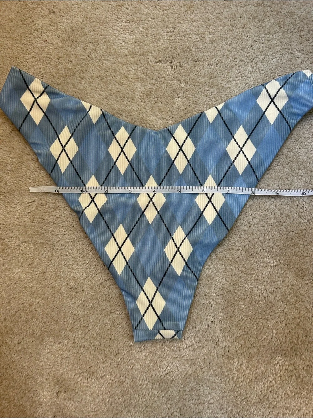 Beach Riot Vanessa Bikini Bottoms Blue Argyle NWT Cheeky High-Cut Swim Sz M